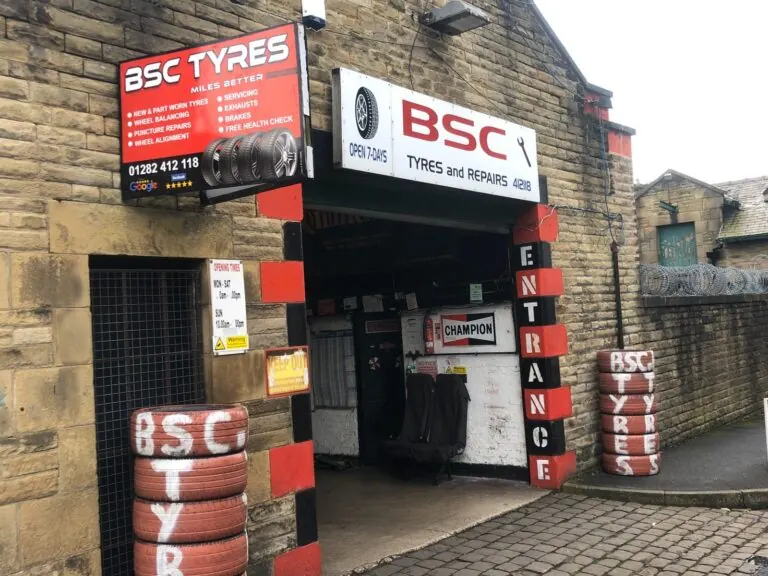 BSC Tyres: Fascia sign, projecting sign and entrance markings
