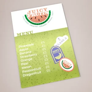 Waterproof Menus