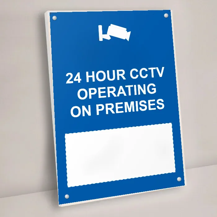 24 Hour CCTV Operating on Premises Write-On Sign: 24 hour cctv operating on premises write on sign 3