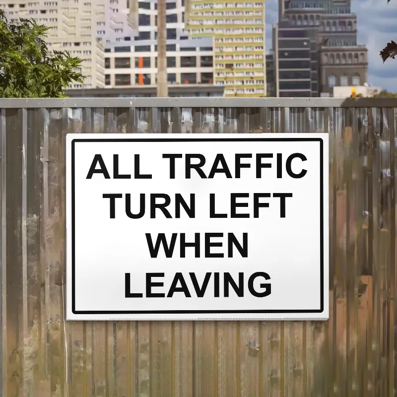 All Traffic Turn Left When Leaving Sign: all traffic turn left when leaving sign 3