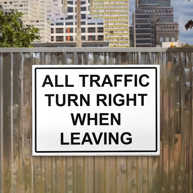 All Traffic Turn Right When Leaving Sign: all traffic turn right when leaving sign 3