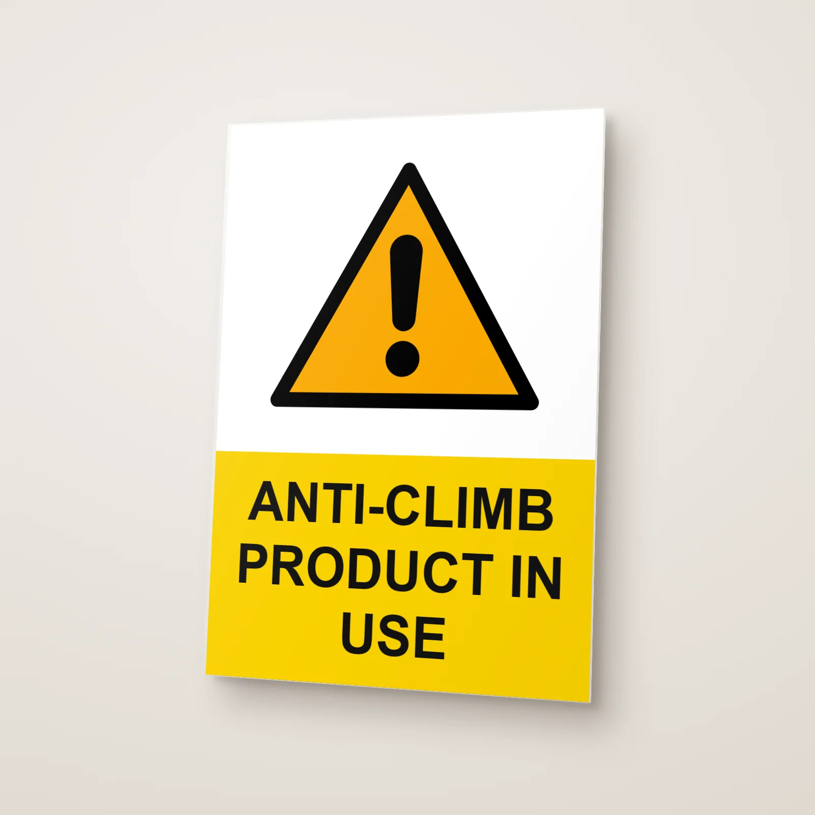 Anti-Climb Product in Use Sign