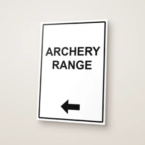 Archery Range and Left Arrow Sign