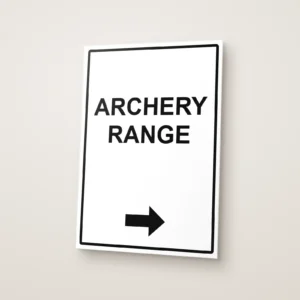 Archery Range and Right Arrow Sign