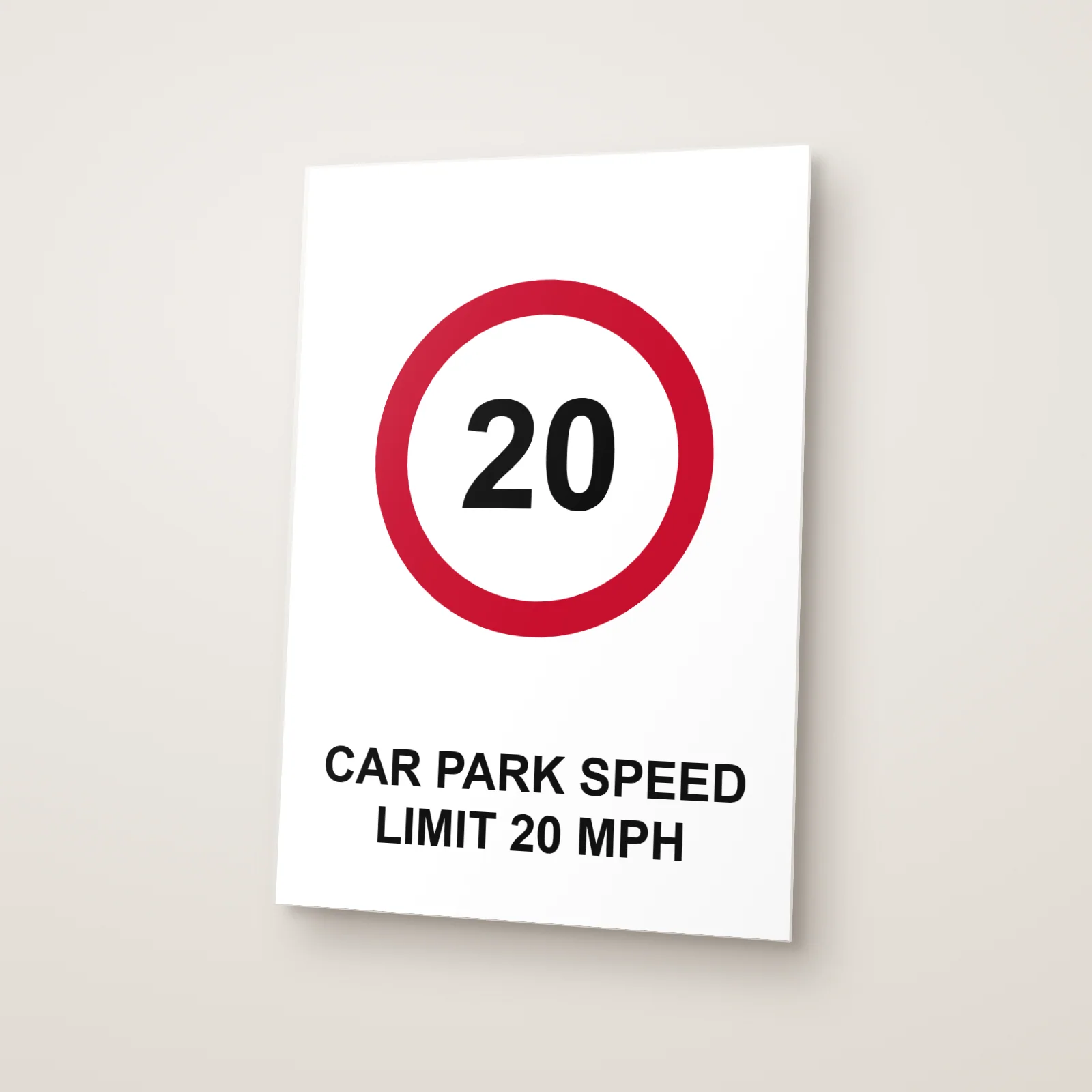Car Park Speed Limit 20 mph Sign