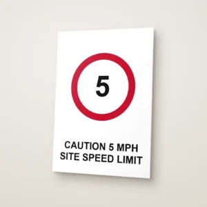 Caution 5 mph Site Speed Limit Sign