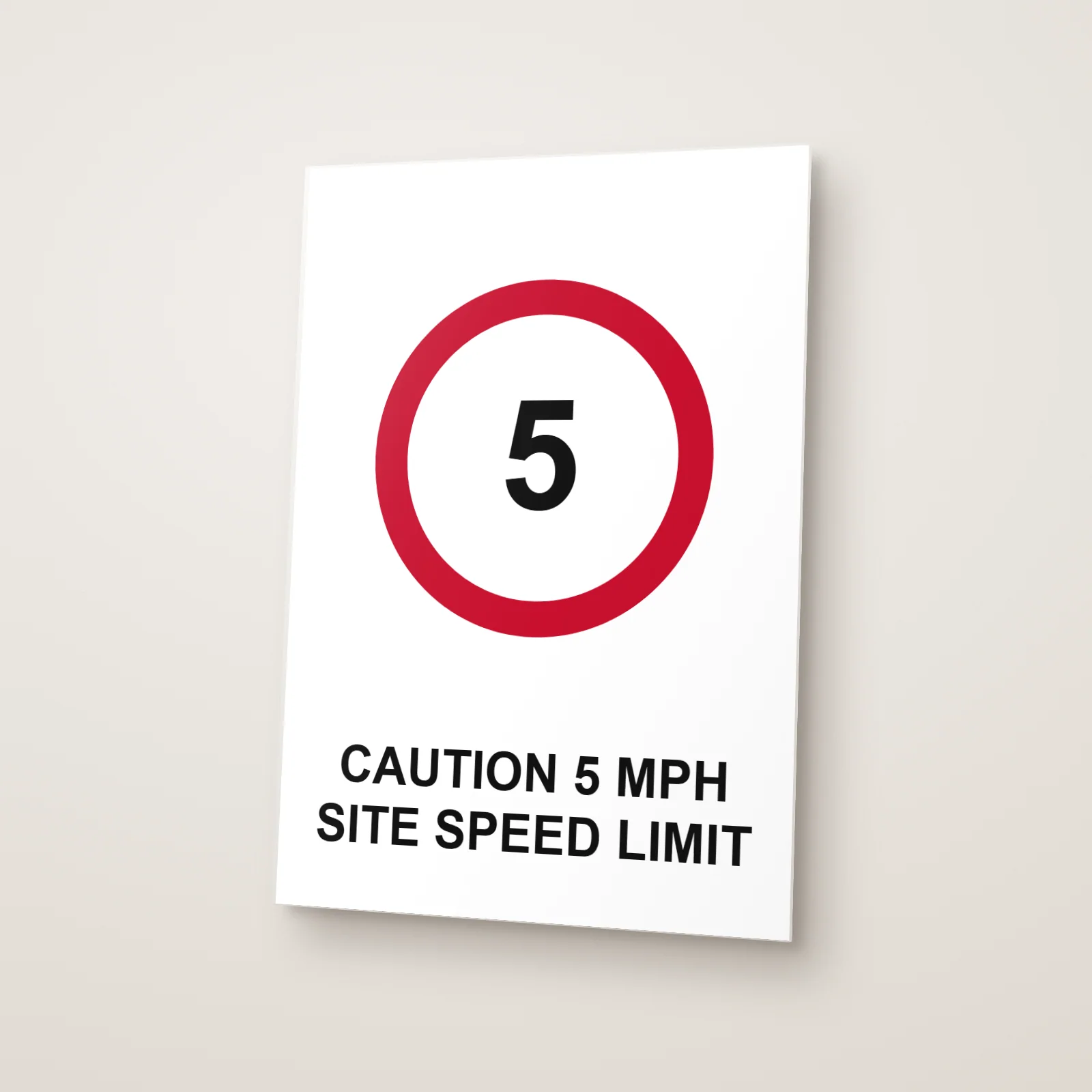 Caution 5 mph Site Speed Limit Sign