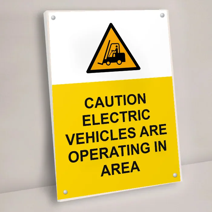 Caution Electric Vehicles Are Operating in Area Sign: caution electric vehicles are operating in area sign 3