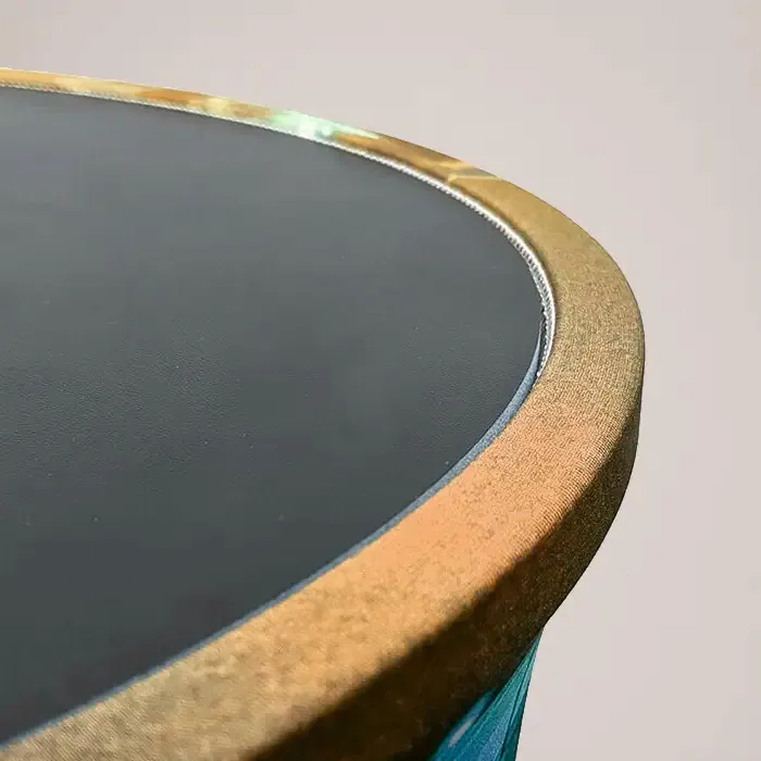 Oval Promotional Counter: close up of the printed fabric on an oval counter