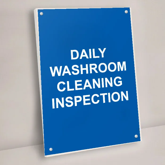 Daily Washroom Cleaning Inspection Sign: daily washroom cleaning inspection sign 3