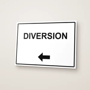 Diversion Arrow Left Sign