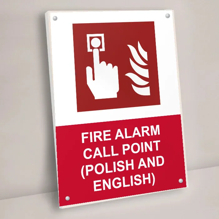 Fire Alarm Call Point (Polish and English) Sign: fire alarm call point polish and english sign 3