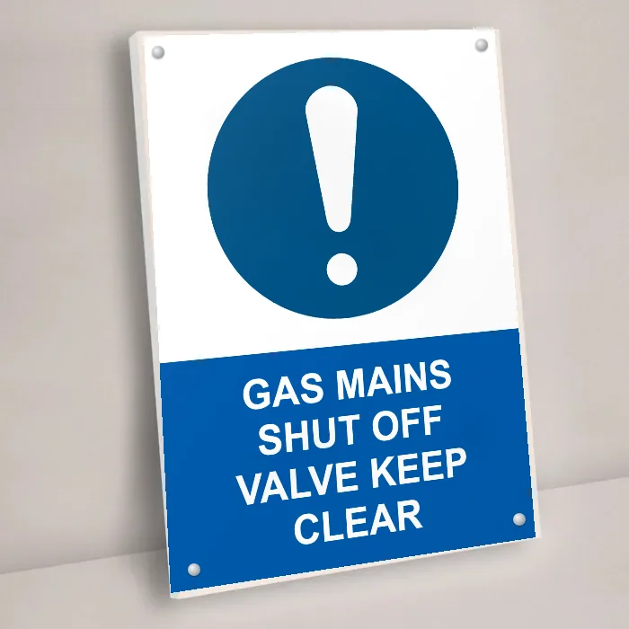 Gas Mains Shut Off Valve Keep Clear Sign: gas mains shut off valve keep clear sign 3