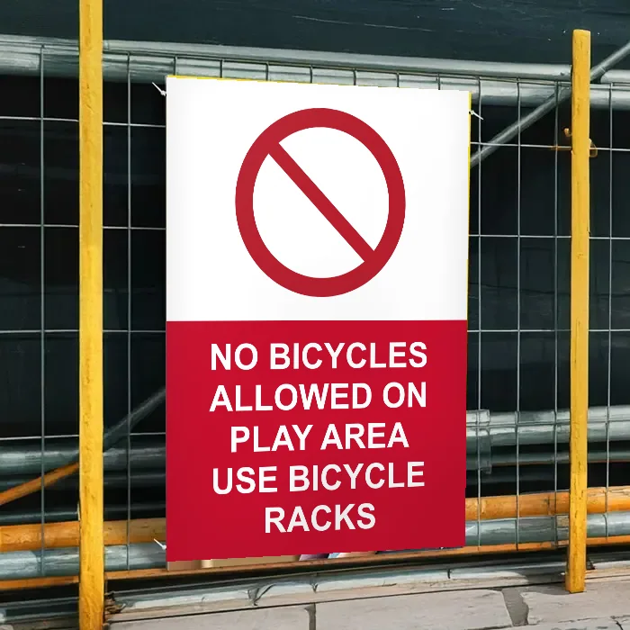No Bicycles Allowed on Play Area Use Bicycle Racks Sign: no bicycles allowed on play area use bicycle racks sign 3