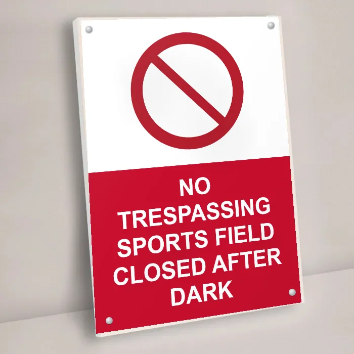 No Trespassing Sports Field Closed After Dark Sign: no trespassing sports field closed after dark sign 3