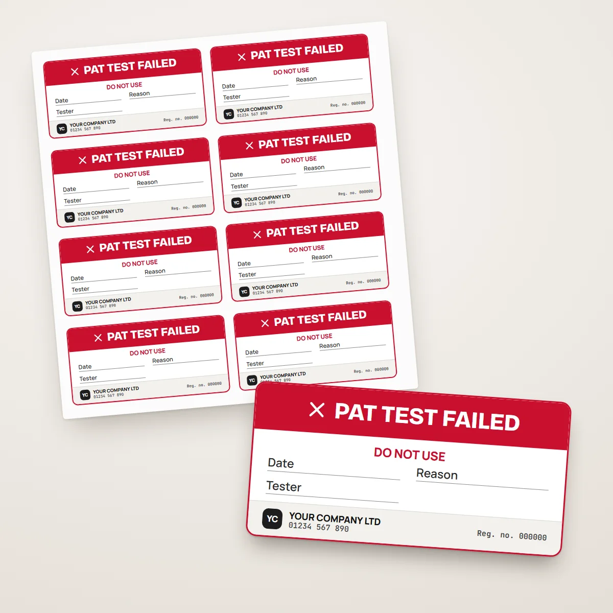 PAT Test Fail Labels