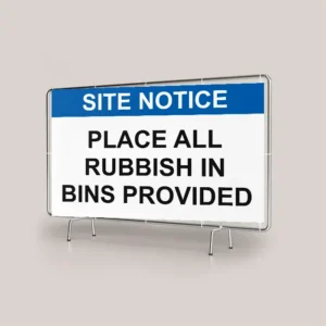 Place All Rubbish in Bins Provided Site Banner