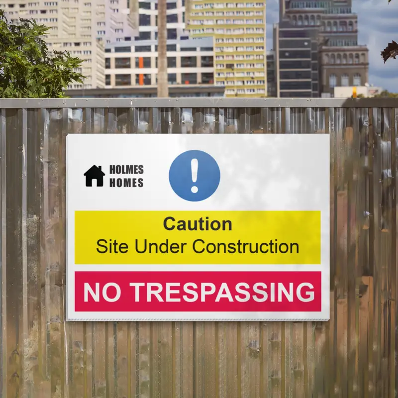 Printed Correx sign fixed to a timber fence