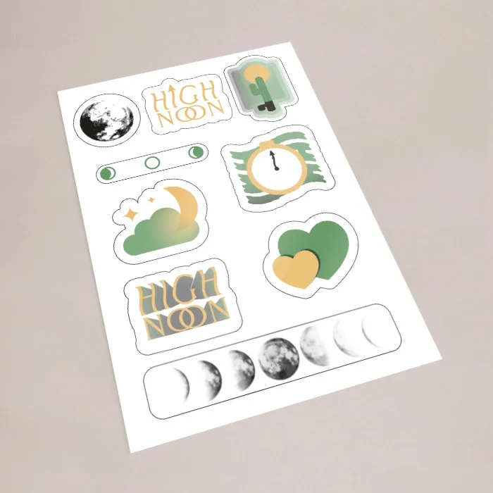 PAT Test Pass Labels: printed custom shape stickers on a sheet
