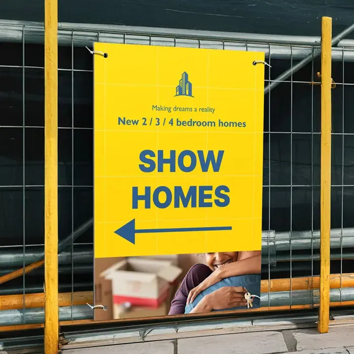 Event Sign Boards: printed foamex sign on a site fence