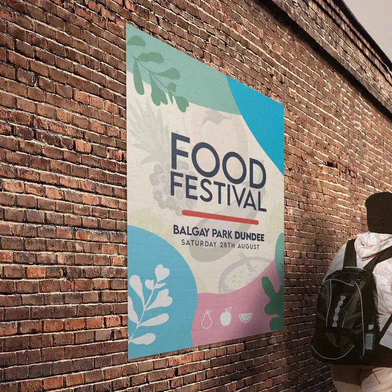 A0 Poster Printing: printed outdoor poster on a brick wall