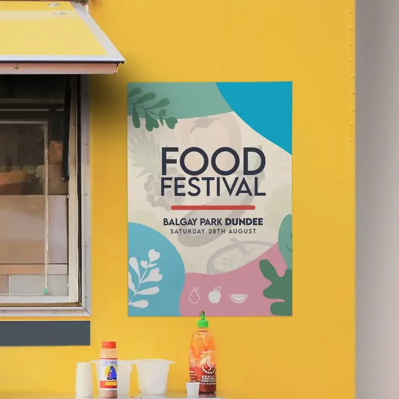 A1 Poster Printing: printed outdoor poster on a cafe wall