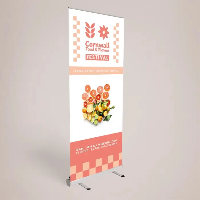 Roller Banner 800mm x 2000mm: printed roller banner front view
