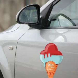 A2 Magnetic Signs: printed shaped magnetic sign on a car door