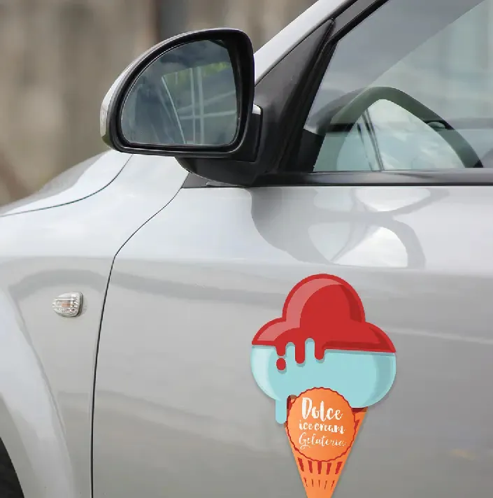 A2 Magnetic Signs: printed shaped magnetic sign on a car door
