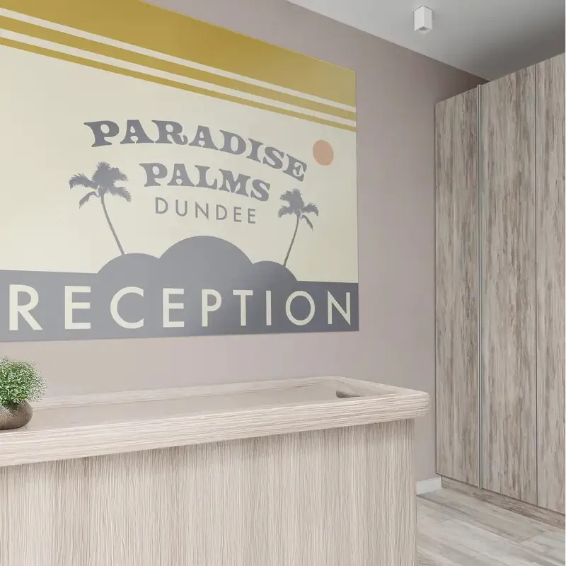 1m Vinyl Stickers: printed wall vinyl in a reception
