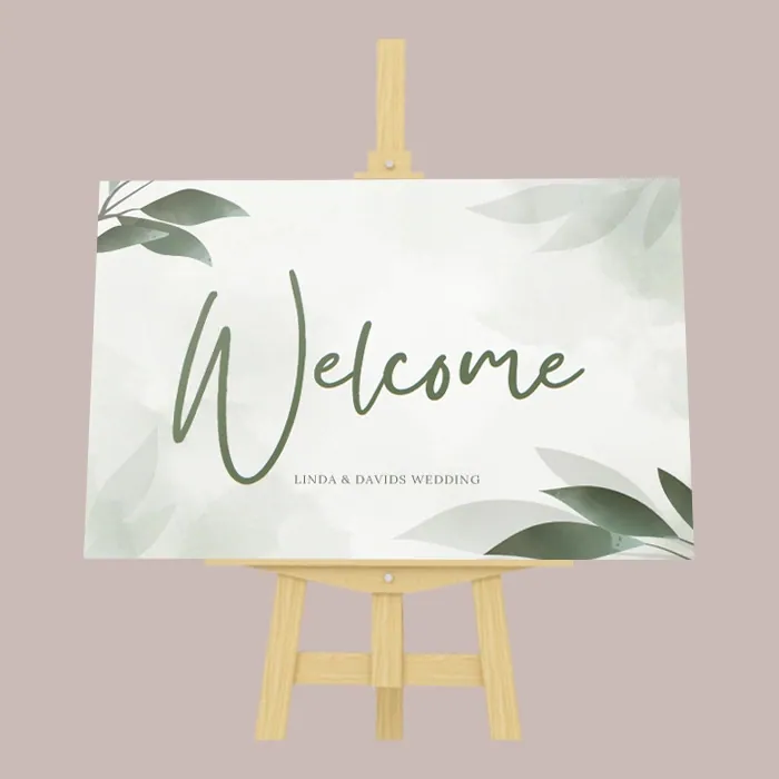 Outdoor Welcome Signs: printed welcome sign on an easel