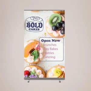 Roller Banner 1000mm x 2000mm: printed wide roller banner for a cafe