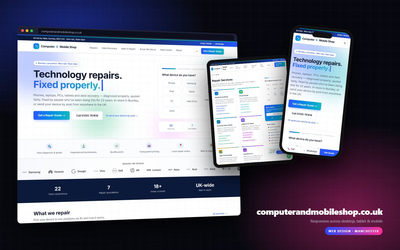 computerandmobileshop.co.uk shown on desktop, tablet and mobile