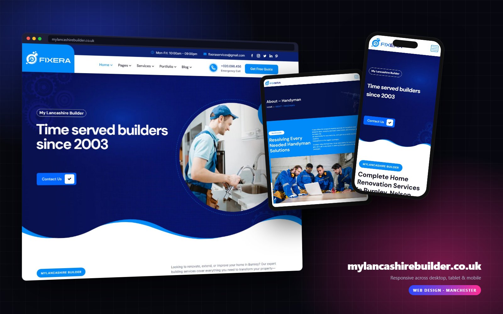 mylancashirebuilder.co.uk shown on desktop, tablet and mobile