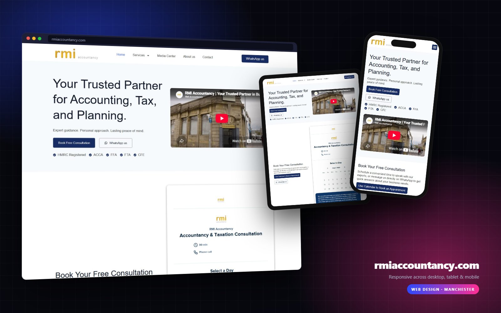 rmiaccountancy.com shown on desktop, tablet and mobile