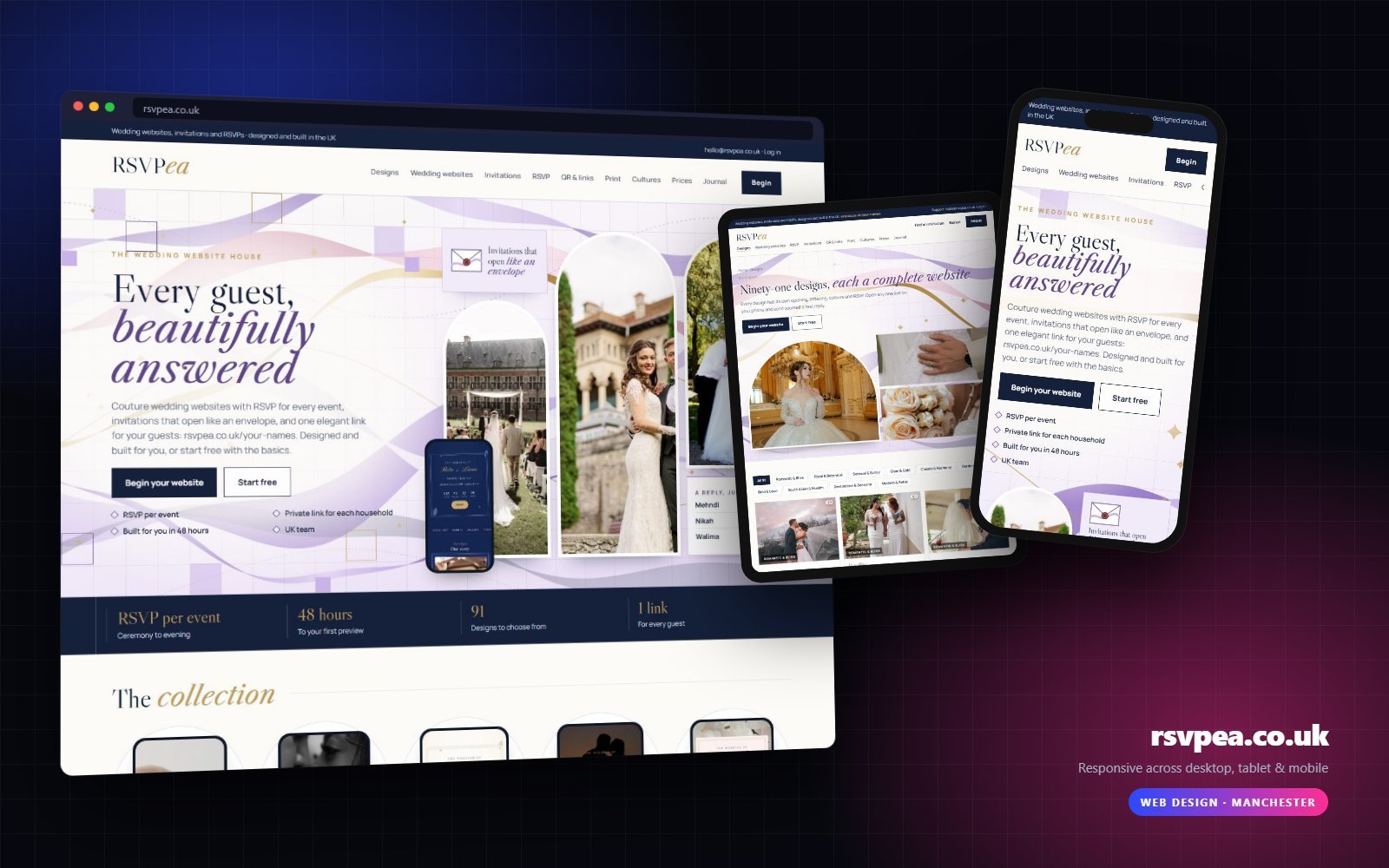 rsvpea.co.uk shown on desktop, tablet and mobile
