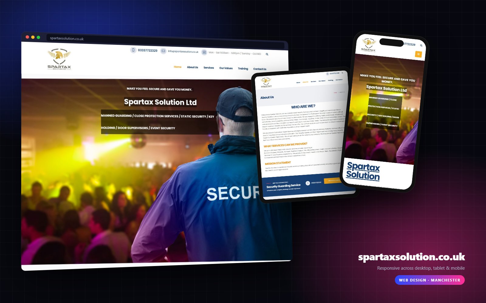 spartaxsolution.co.uk shown on desktop, tablet and mobile