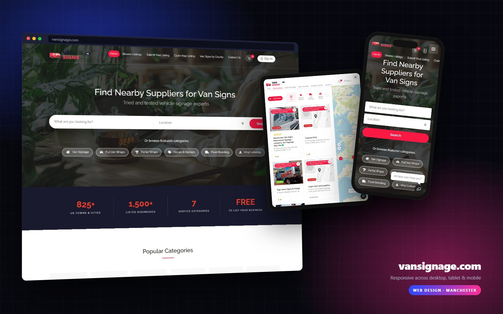 vansignage.com shown on desktop, tablet and mobile