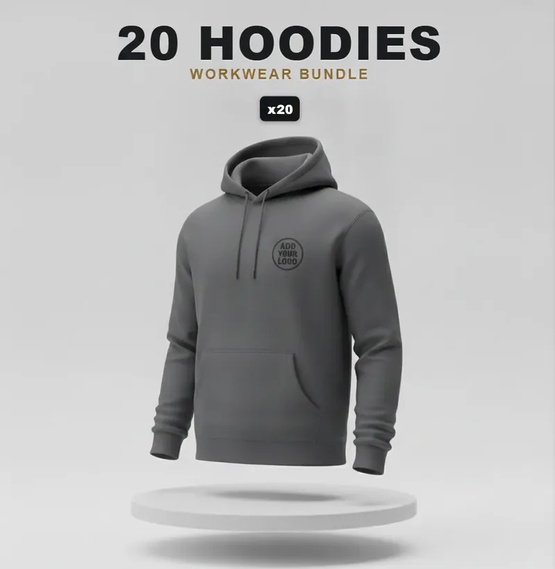 20 branded hoodies