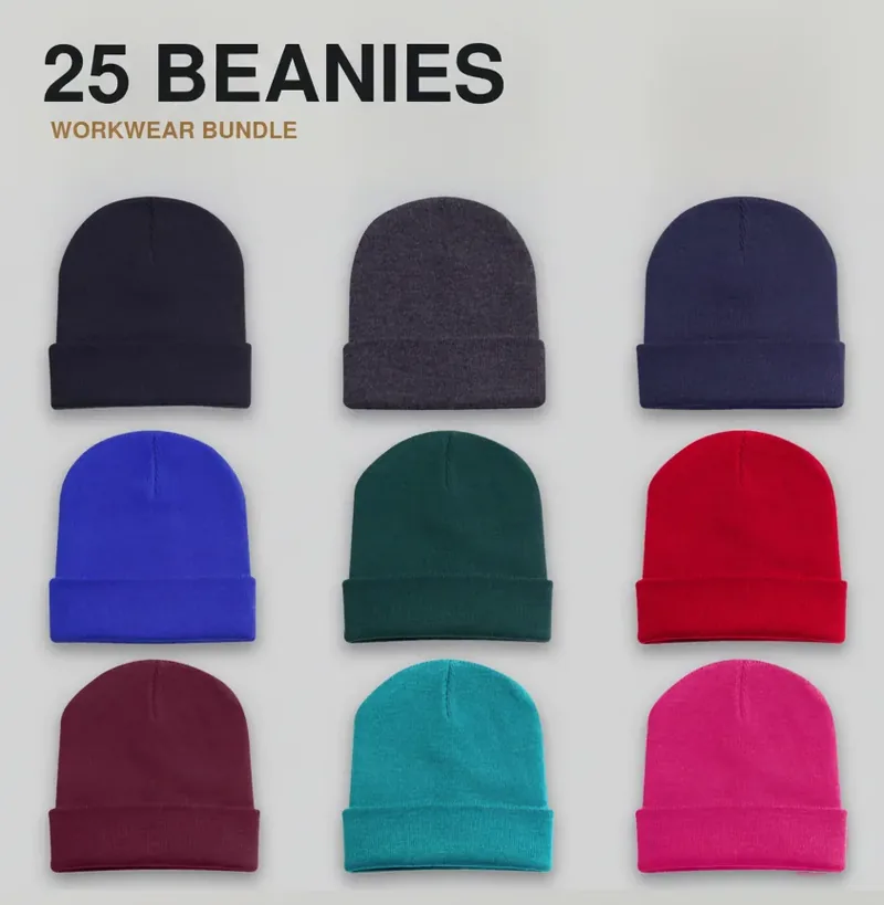 25 branded beanies