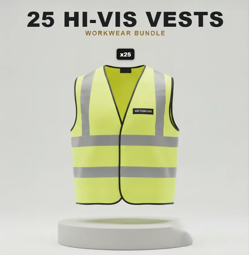 25 branded hi-vis vests