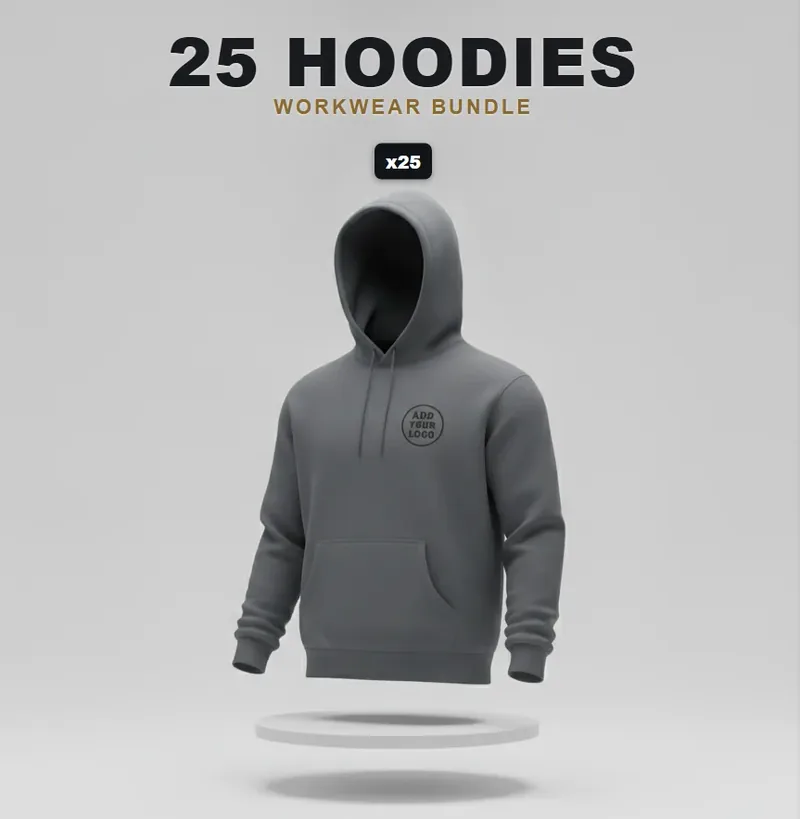 25 branded hoodies