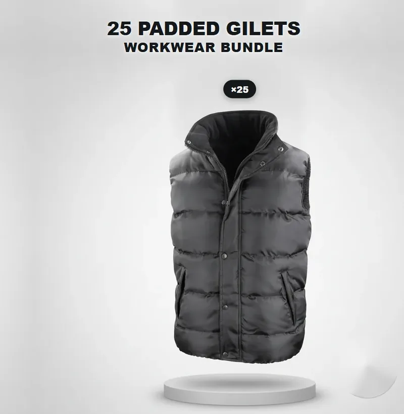 25 branded padded gilets