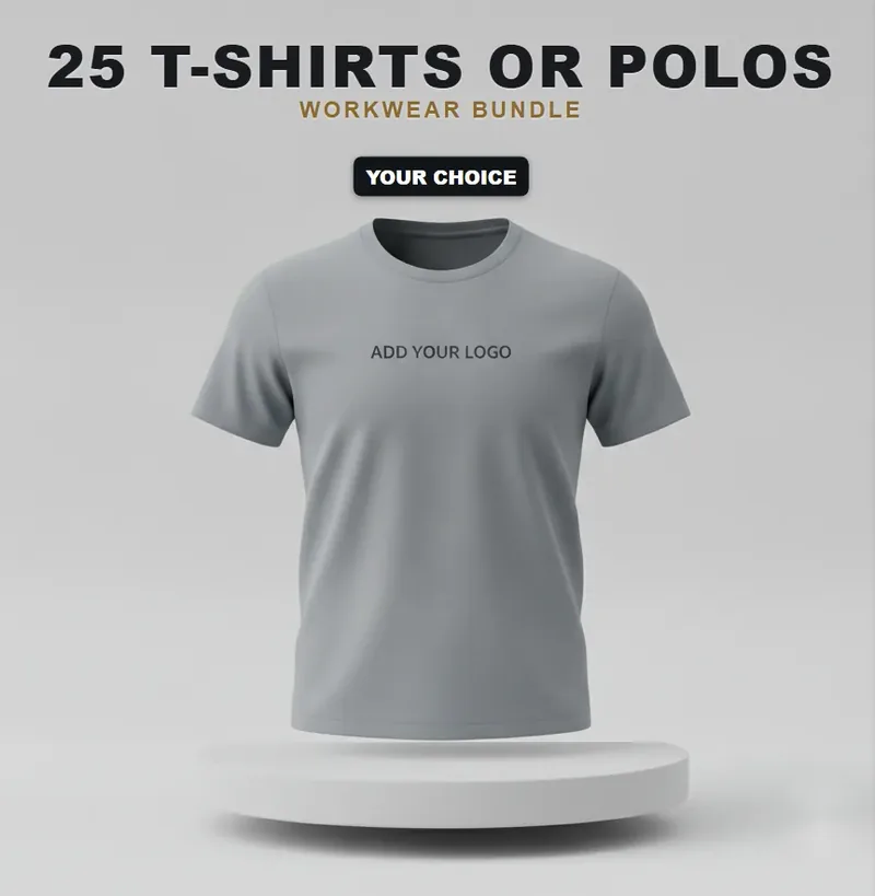 25 branded T-shirts or polos