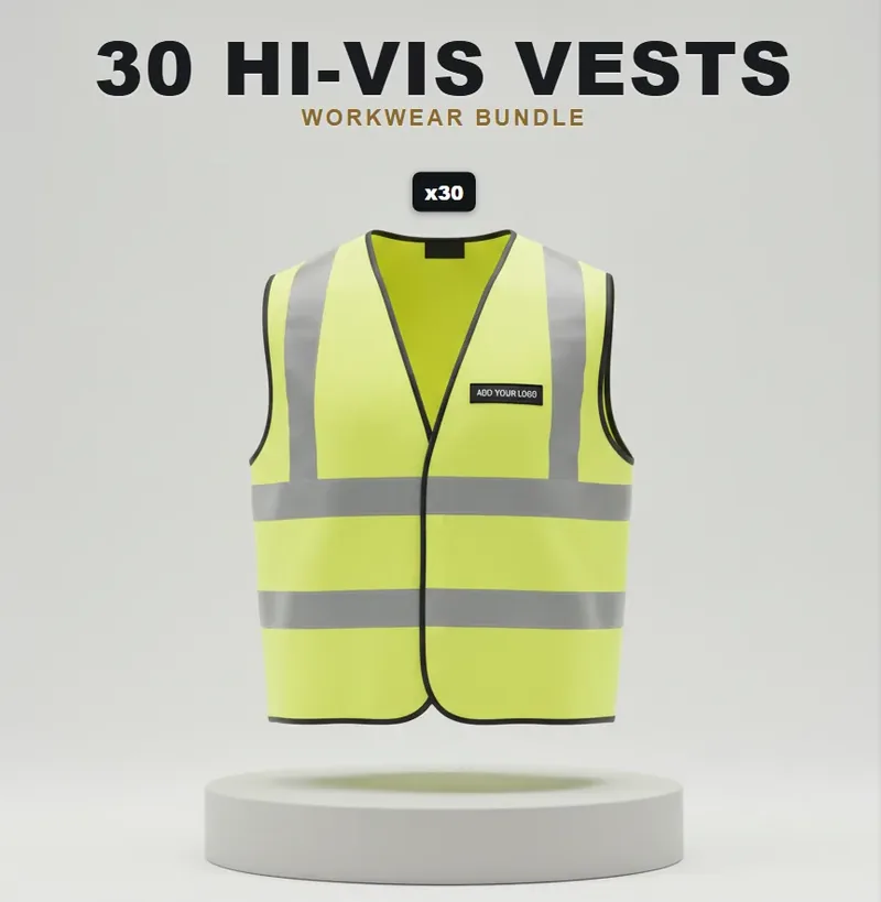 30 branded hi-vis vests