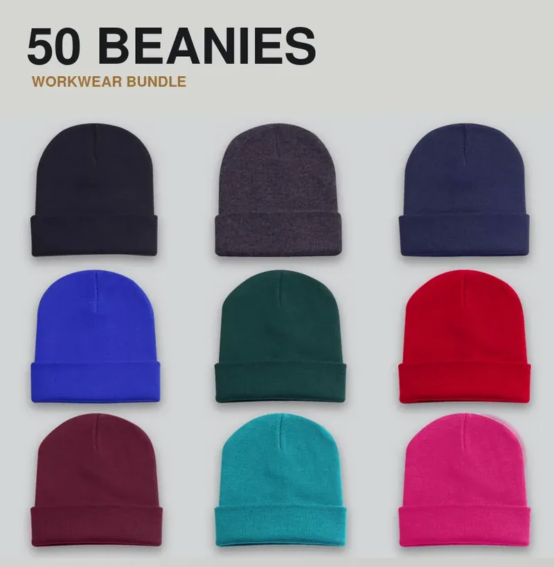 50 branded beanies