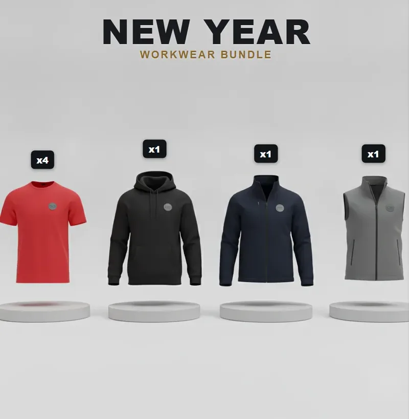 New year pack, every garment carrying a logo