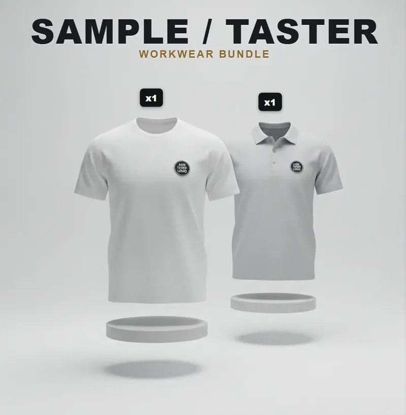 Taster pack: the garments in this kit, each carrying a logo