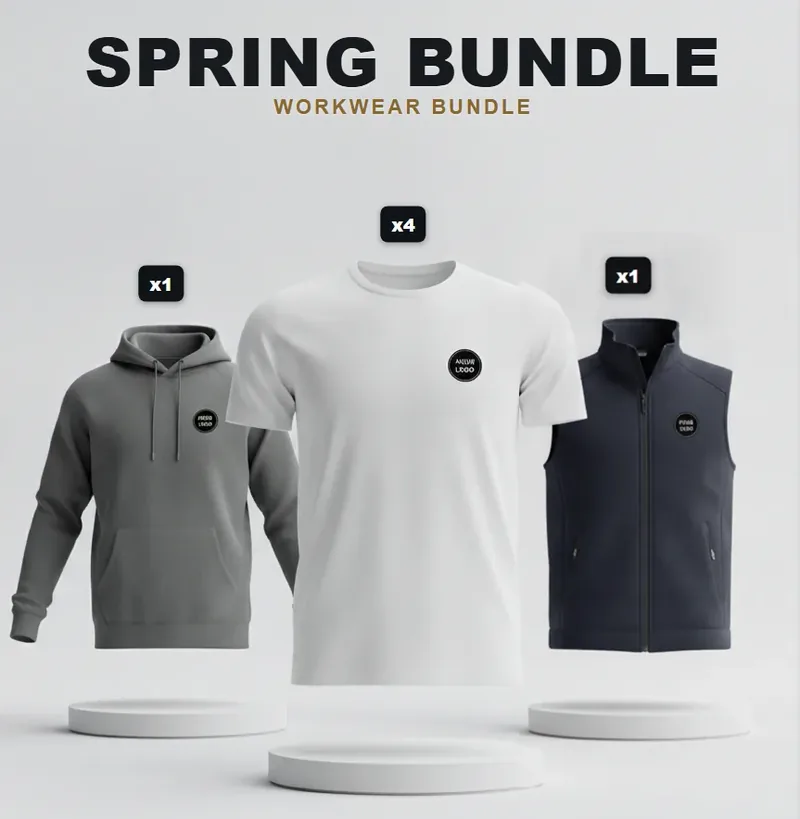 Spring pack: the garments in this kit, each carrying a logo